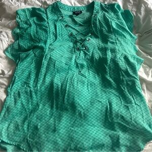 a.n.a Teal Lace-Up Blouse